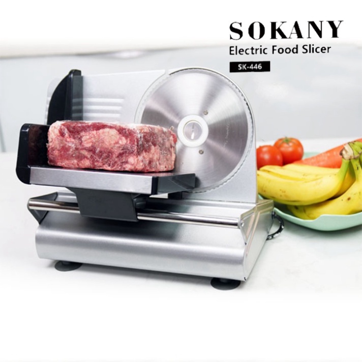 Máy Thái Thịt Đông Lạnh SOKANY - Cắt Lát Rau Củ, Giò Chả Chỉnh Độ Dày 0.5-15mm