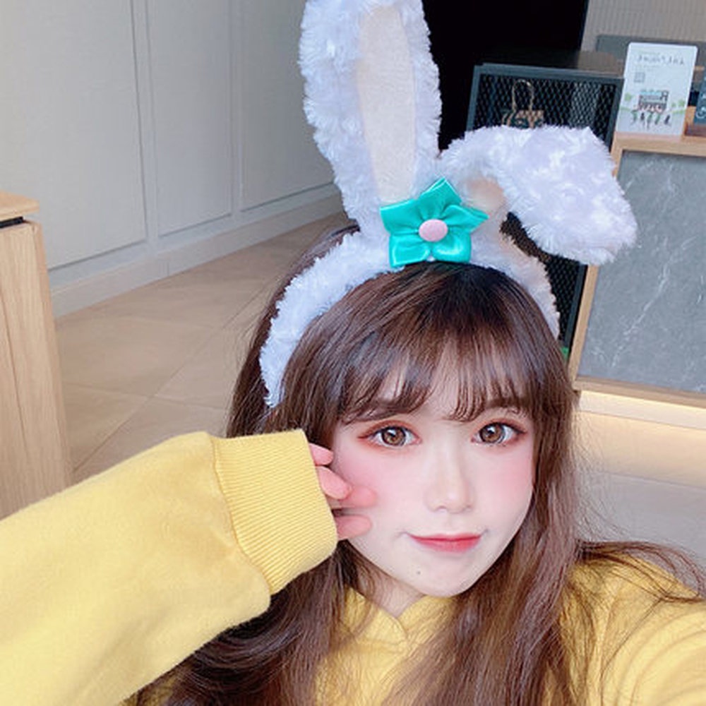 MIAOYA Băng Đô Cài Tóc Tai Thỏ Phối Lông Màu Tím Kiểu Hoạt Hình Dễ Thương Dùng Làm