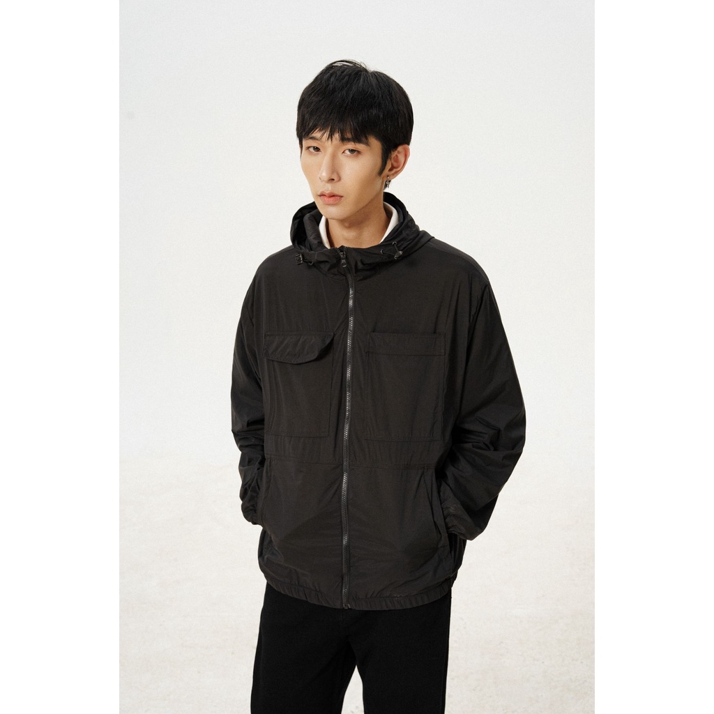 OWL BRAND® WINDCOLD JACKET - Áo khoác gió có mũ /Đen