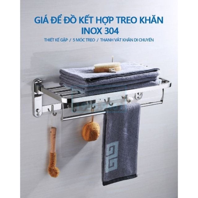 Giá treo khăn nhà tắm Inox 304 (LOẠI 1-CHÂN ĐẾ ĐẶC,CỰC CHẮC CHẮN) [FREESHIP]