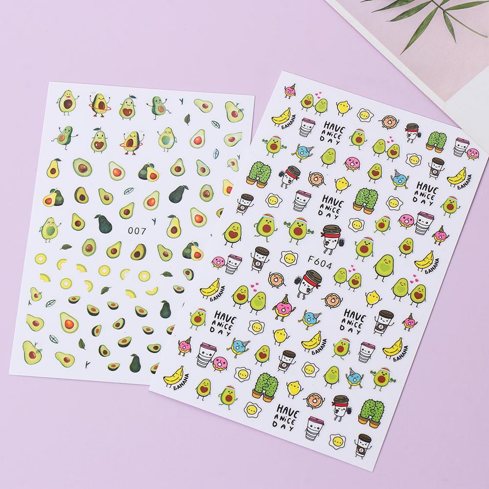 ME Miếng Dán Trang Trí Móng Tay Họa Tiết Hoạt Hình 3D Màu Xanh Lá Xinh Xắn