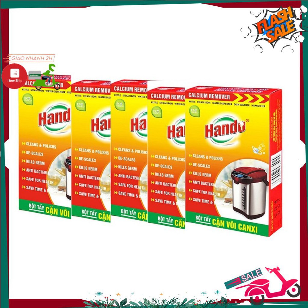 Combo 5 hộp Tẩy cặn canxi ấm đun nước, cây nước, bình nước nóng lạnh Hando