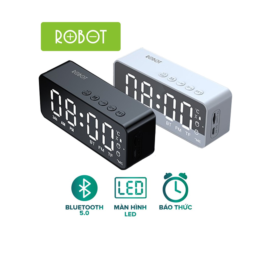 [Mã ELHACE giảm 4% đơn 300K] Loa Bluetooth 5.0 ROBOT RB150 Màn Hình LED Kiêm Đồng Hồ Báo Thức Hỗ Trợ Nghe FM, Thẻ Nhớ