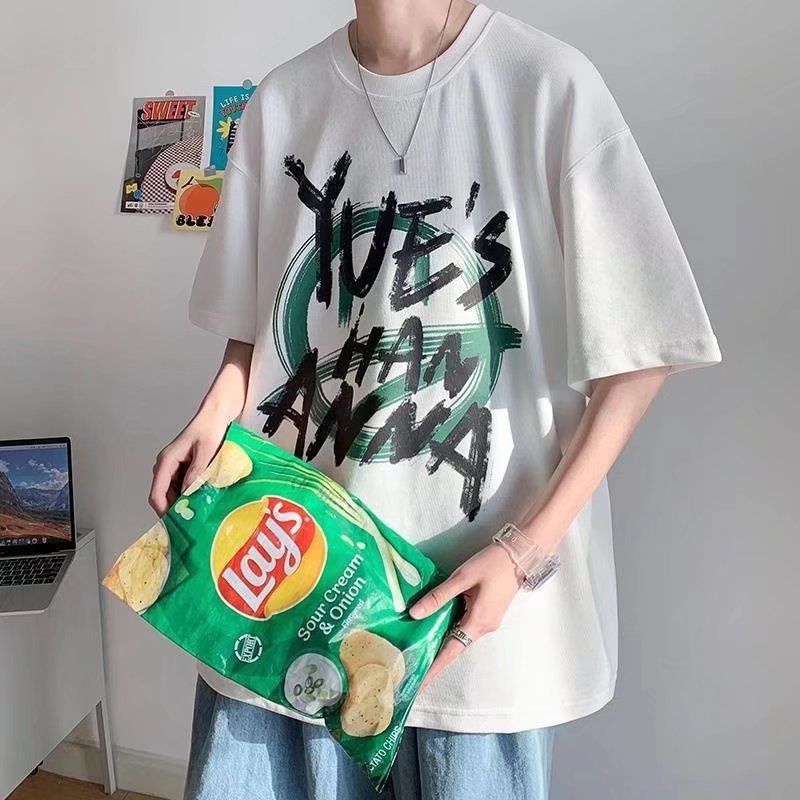 Áo Thun Tay Ngắn Dáng Rộng In Chữ Phong Cách Hip Hop Đường Phố Hàn Quốc Thời Trang Cho Nam Và Nữ [M-8XL]