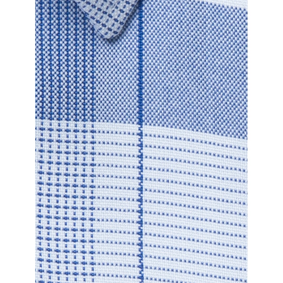 Áo Sơ Mi Nam Ngắn Tay OWEN BA220117NT Somi Công Sở Cao Cấp Màu Kẻ Caro Lớn Navy Trắng Vải Nano Dáng Suông Tà Bằng Có Túi