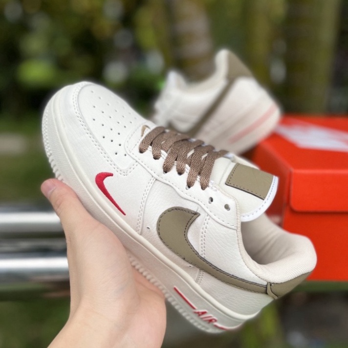 Giày thể thao nike_AF1 vệt nâu, Giày sneaker air force 1 low premium white brown nam nữ cực chất Full Box Bill
