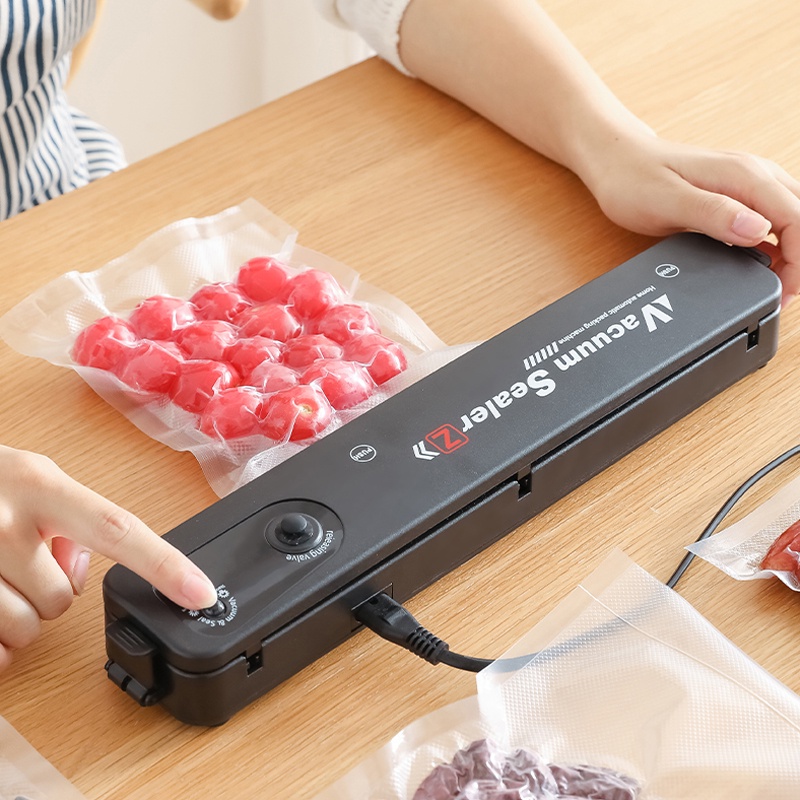 Máy hút chân không thực phẩm kiêm hàn miệng túi Vacuum Sealer  bảo quản thực phẩm tốt - Tặng 10 túi cao cấp