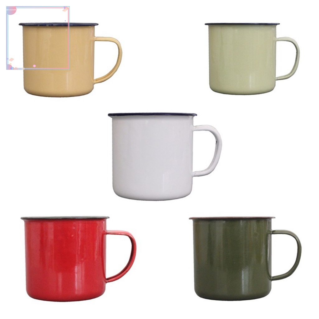 Cốc Uống Sữa Tráng Men Chống Sốc Hình Tròn Tiện Dụng Cho Gia Đình