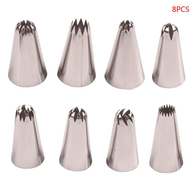8 Đầu Bắt Bông Kem Trang Trí Bánh Bằng Thép Không Gỉ
