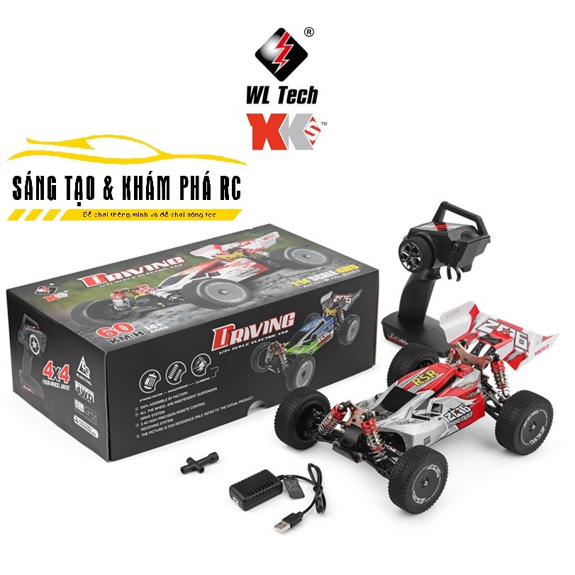 Xe điều khiển wltoys 4wd 144001 60km/h sườn kim loại phuộc nhôm - Hàng chính hãng