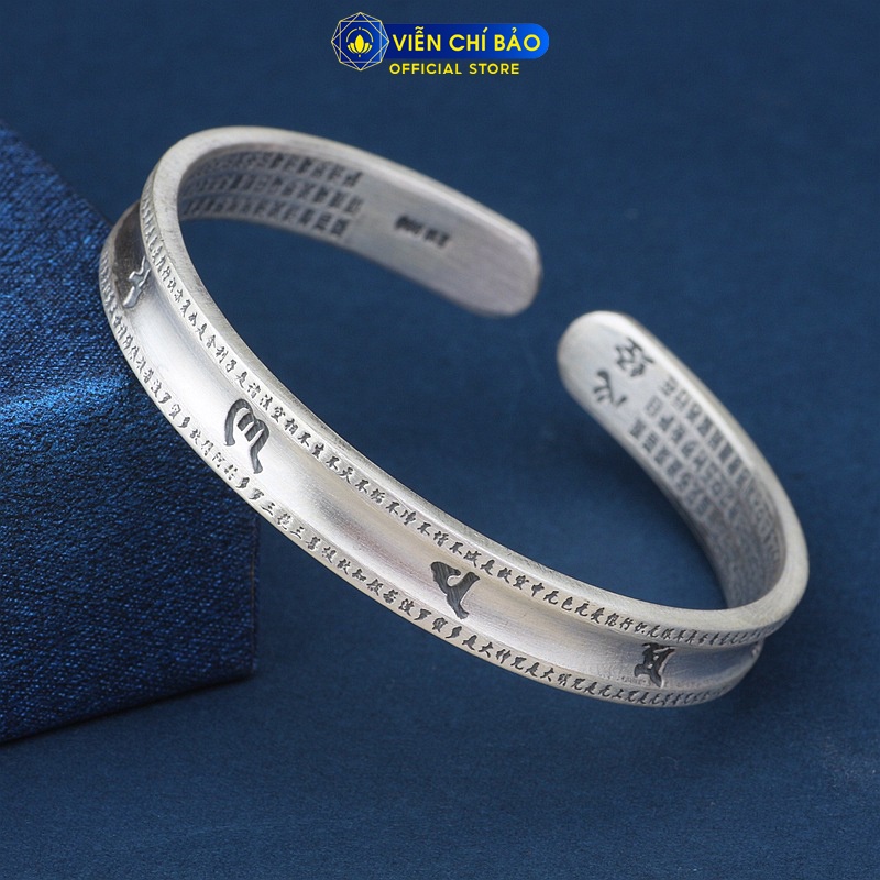 Kiềng tay bạc nữ Lục Tự Thần Chú chất liệu bạc Thái 925 thời trang phụ kiện trang sức Viễn Chí Bảo L000420