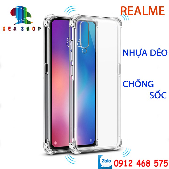 Ốp lưng Realme C1, C2, C3, C11, C12, C15, C17, C20 - Nhựa dẻo - CHỐNG SỐC - Kính cường lực 9D