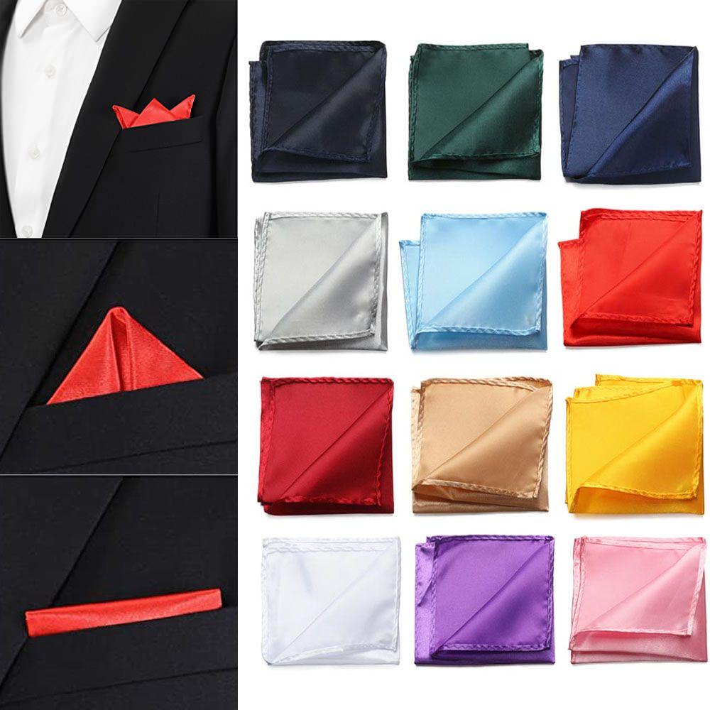 LEILY Square Plain Suits Pocket Solid Color Pocket Square Satin Handkerchief Suit Hankies Business Chest Towel Hanky Fashion Wedding Party Supplies Mens Suits Pocket/Multicolor