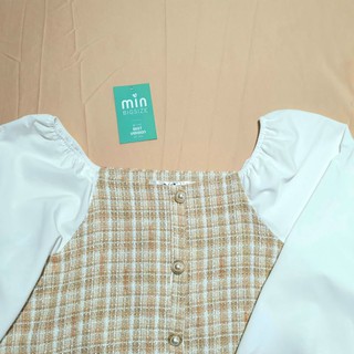 [BIGSIZE] Áo kiểu phối tay dài trắng