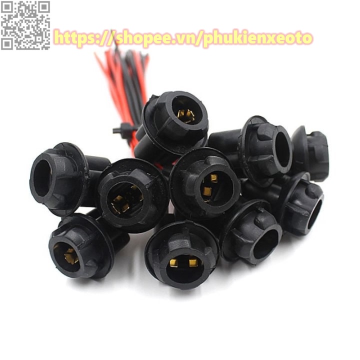 Đui đèn T10, chân đèn T10, cắm demi lắp mặt đồng hồ, xi nhan, biển số, đèn trần, đèm sườn cho xe máy ô tô DC 12v-24v