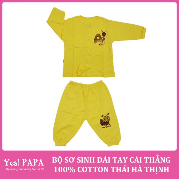 Bộ sơ sinh dài tay cài thẳng 100% cotton Thái Hà Thịnh