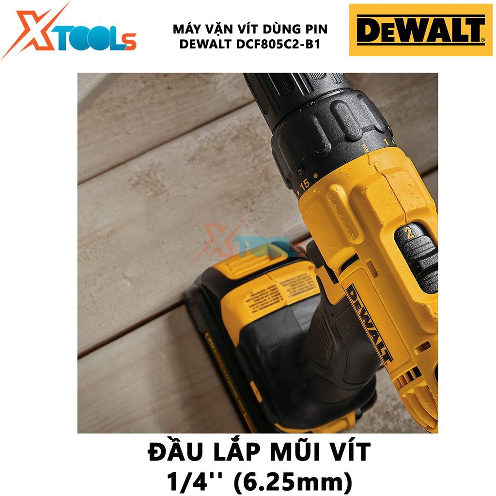 Máy vặn vít dùng pin DEWALT DCF805C2-B1 Máy khoan vít động lực, Hiệu thế pin 10.8V, vặn, xiết chặt ốc vít vào sâu trong