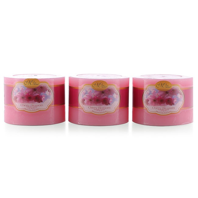 Bộ nến thơm Hạnh Phúc 5 - Bộ 3 nến thơm D7H5 Miss Candle NQMD7H5 7 x 5 cm (Hồng, hương hoa anh đào)