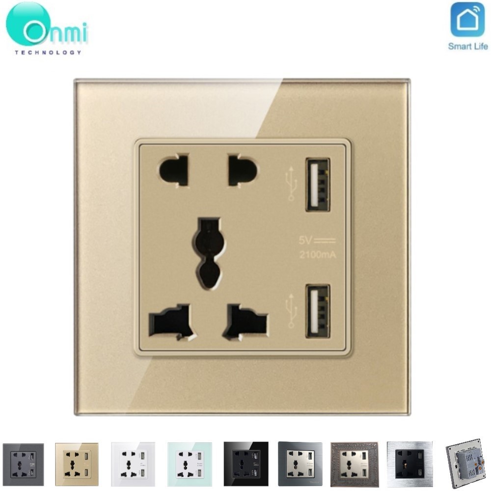 Bán sỉ - Ổ cắm điện đôi + 2 USB âm tường (5V-2100mA), tiện dụng đa năng hàng Tenko - ONMI.VN chính hãng