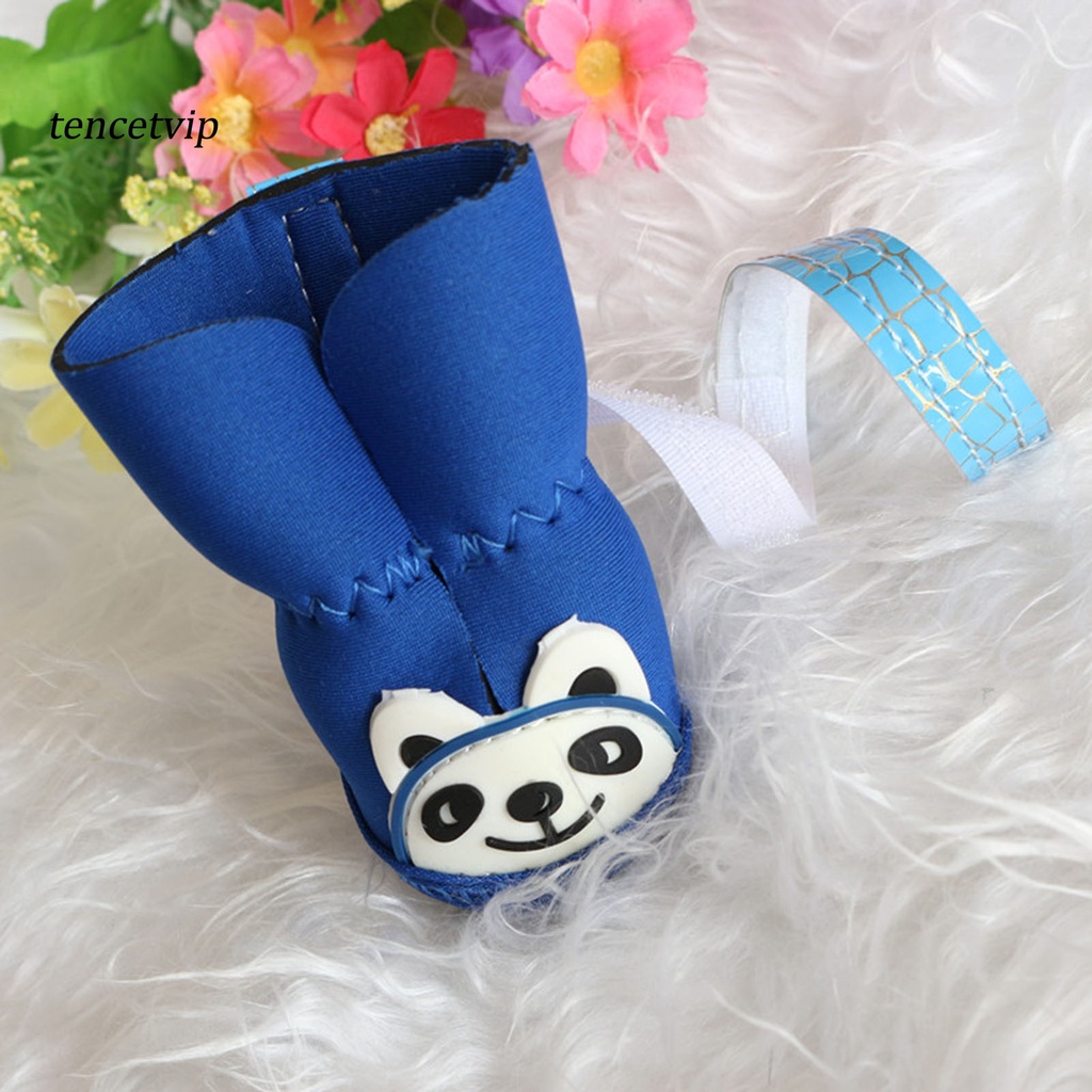 Set 4 Chiếc Giày Cao Su Đi Tuyết Chống Mài Mòn In Hình Gấu Trúc Hoạt Hình Cho Thú Cưng