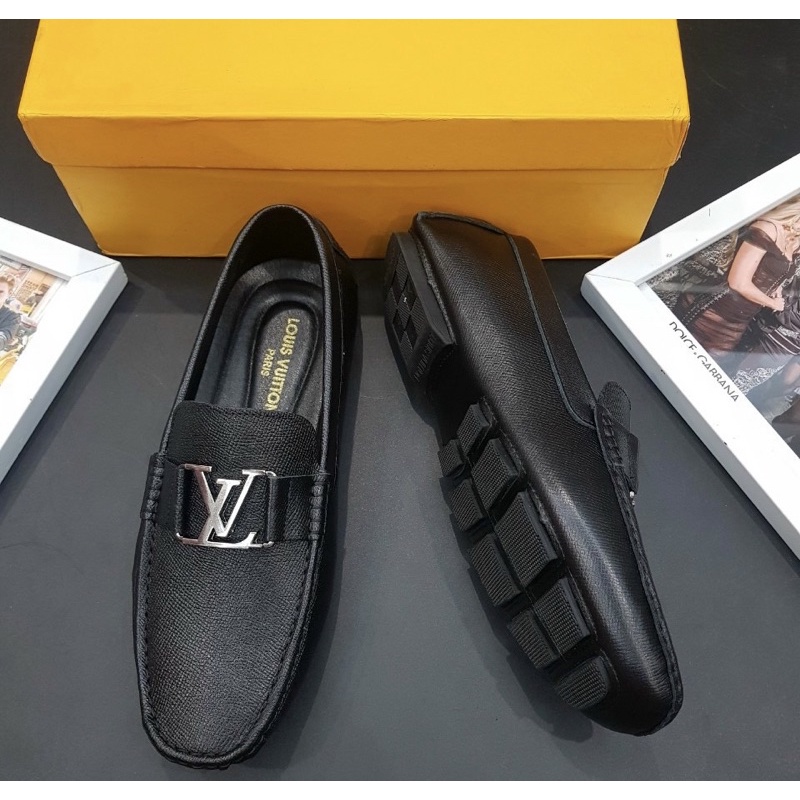 Giầy lười dáng moca có hoạ tiết logo LV thời trang nam, Giầy sục nam phong cách hàn quốc btshop từ 38 đến 42