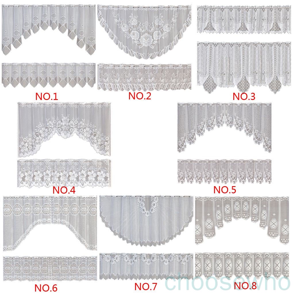 Set 2 Rèm cửa sổ phối ren trong suốt phong cách cổ điển độc đáo trang trí nhà cửa/ quán cà phê