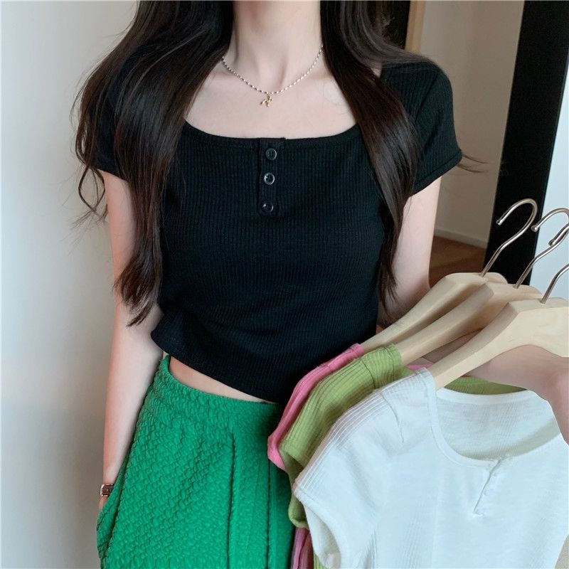 COZOK Áo Thun Tay Ngắn Dáng Ôm Thời Trang Cho Nữ