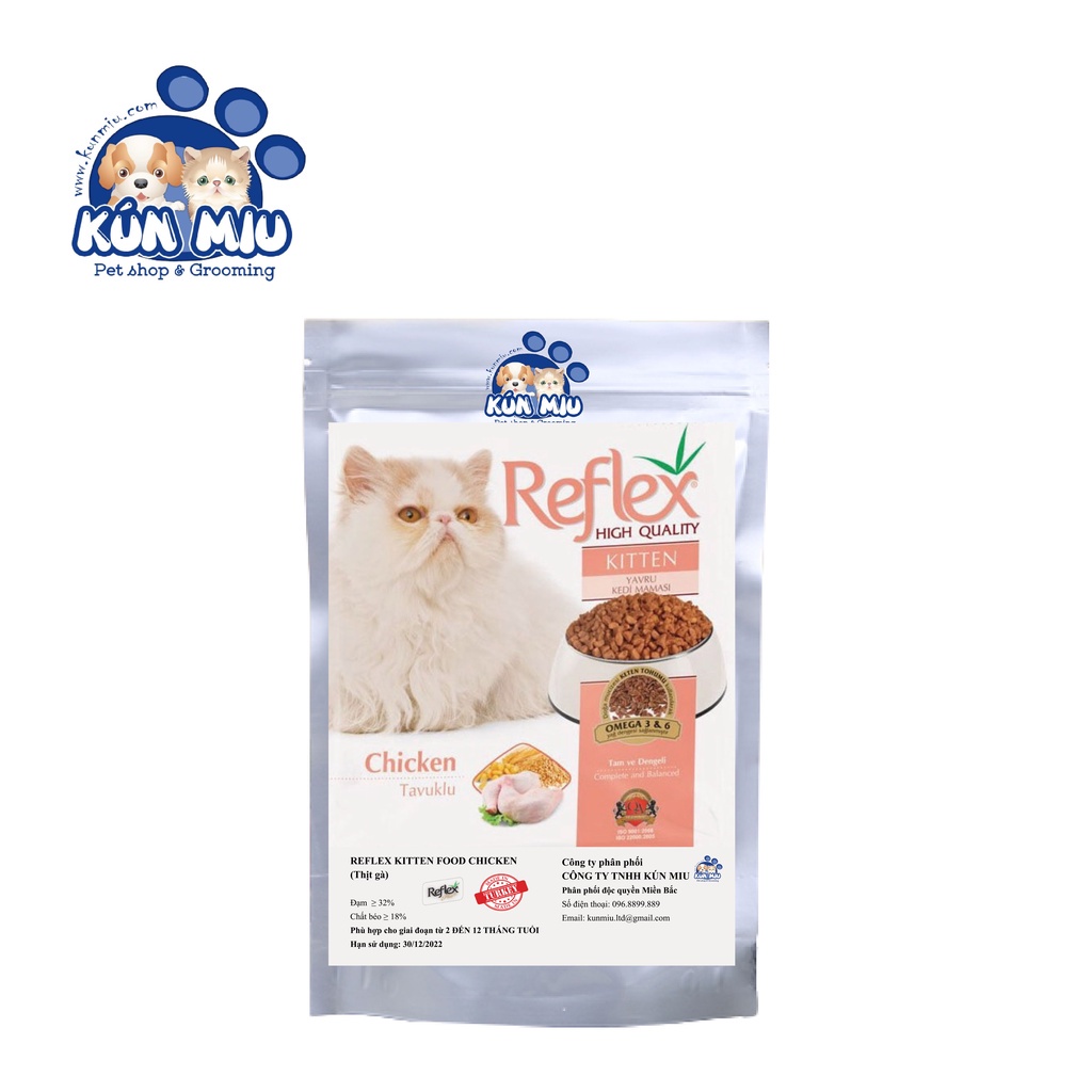 combo cát Kunmiu 5l chanh và thức ăn reflex kitten 1kg