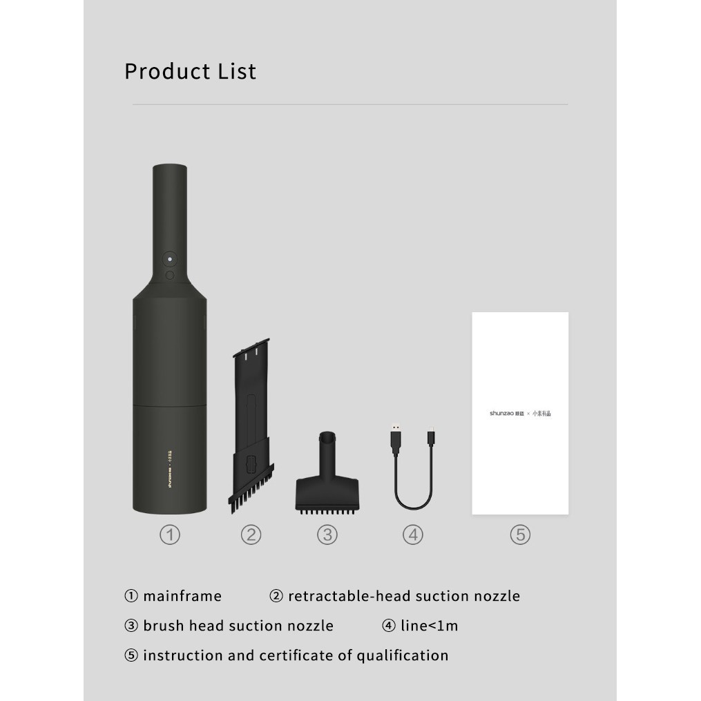 Máy hút bụi tiện dụng Xiaomi Mijia không dây gia đình nhỏ cầm tay hút mạnh mẽ sạc xe hơi [TIME_MART siêu thị tiện ích]
