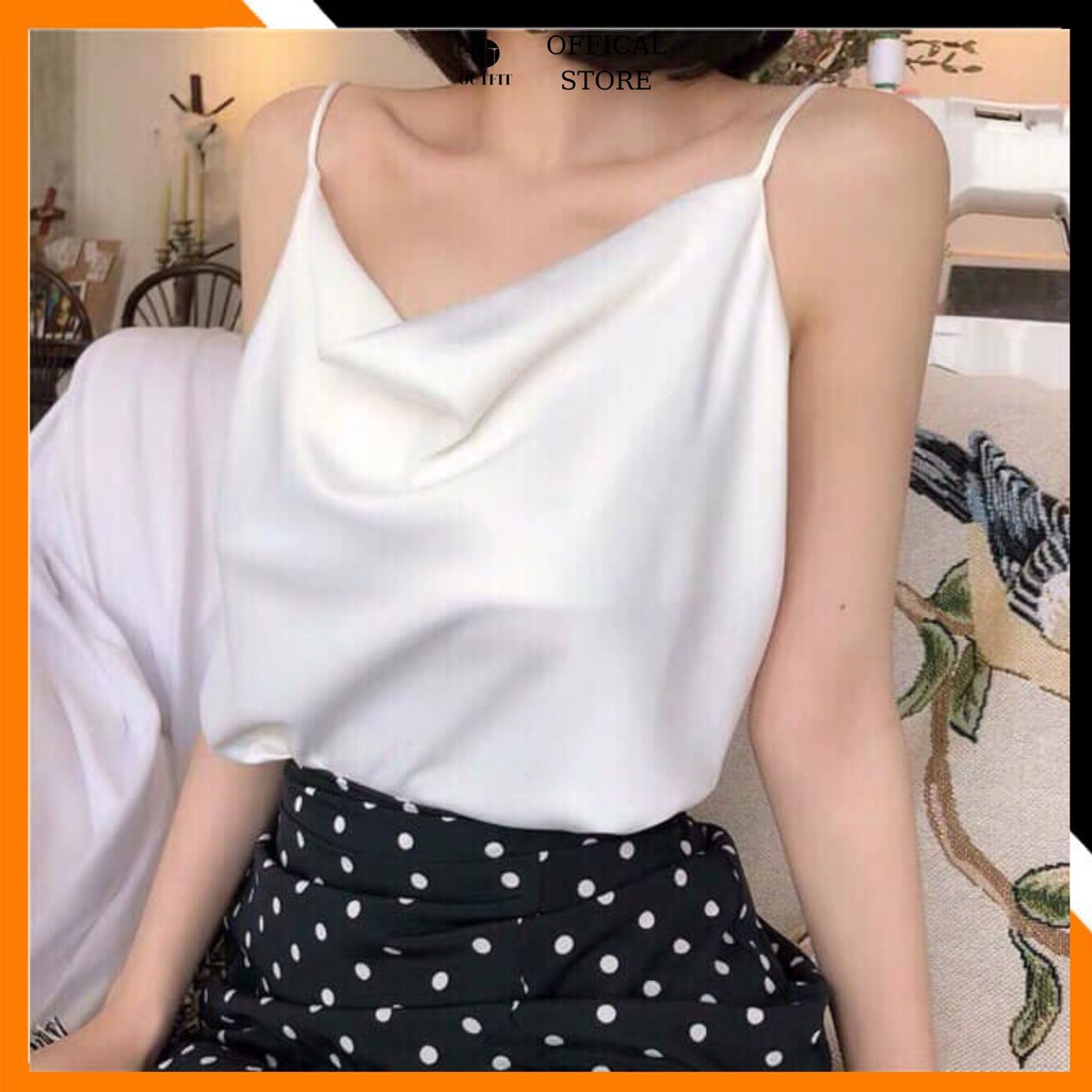 Áo lụa 2 dây cổ đổ chất lụa satin hàng outfit đẹp