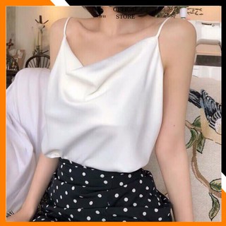 Áo lụa 2 dây cổ đổ chất lụa satin hàng outfit đẹp