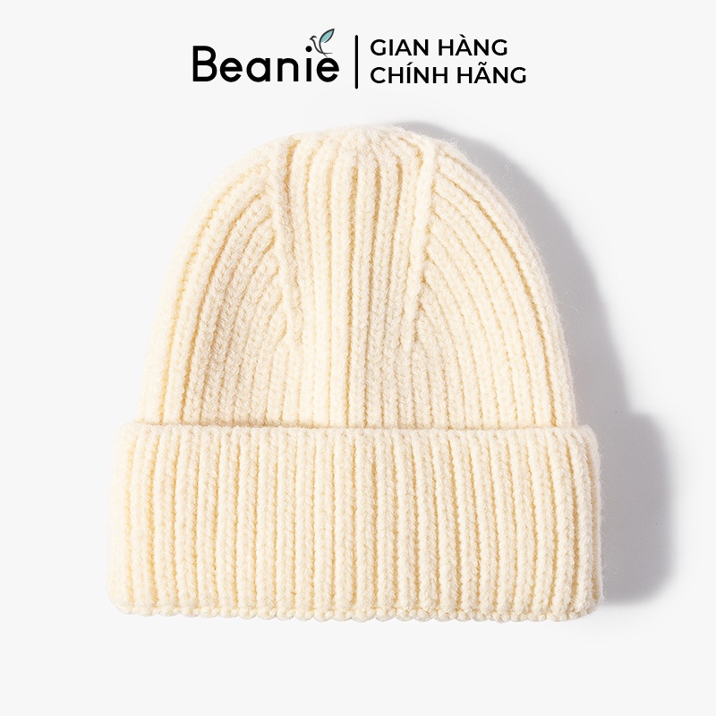 Mũ Len Trơn Cao Cấp BEANIE Phong Cách Thời Trang Hàn Quốc, Nón Len Dệt Kim Dài Mùa Đông Unisex Nam Nữ Màu Đen, Be B010