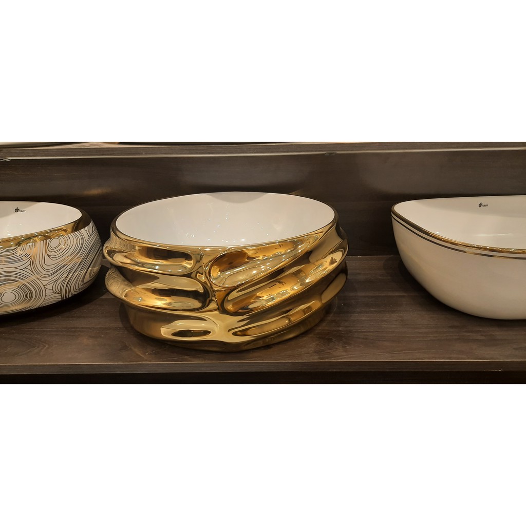 Chậu Lavabo nghệ thuật [BẢO HÀNH 5 NĂM] , chậu rửa mặt LV 8256B LUX men tuyết phủ nano mạ vàng cao cấp kèm ảnh thật8256B | BigBuy360 - bigbuy360.vn