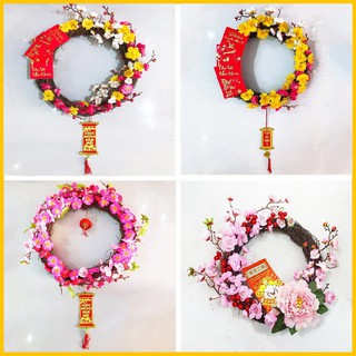 [HỎA TỐC] Vòng hoa Tết handmade - Vòng hoa xuân treo cửa trang trí nhà, cửa hàng, văn phòng mang lại may mắn tài lộc