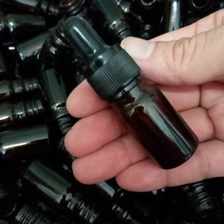 Combo 100 chai thủy tinh 5ml màu nâu, dạng bóp đầu nhỏ giọt, đầu bóp cao su màu đen, khoen đen có răng cưa như hình.3