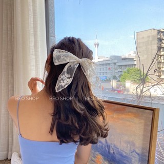 Dây cột tóc và kẹp tóc nơ ren hàn quốc nữ