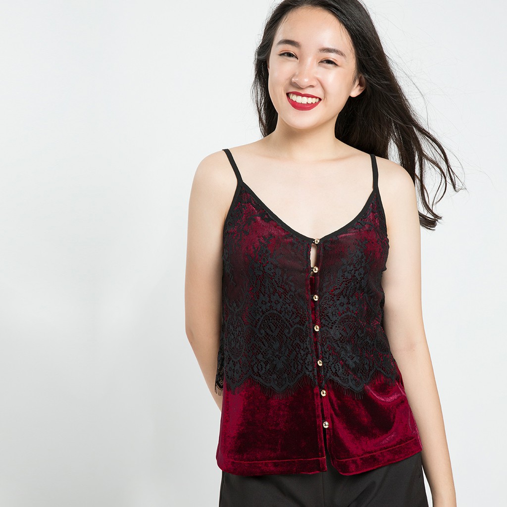 Áo Hai Dây Nhung Hity TOP080 (Đỏ Auburn)