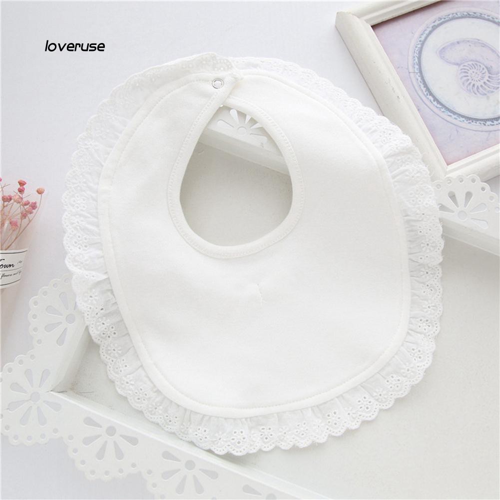 Yếm Ăn Vải Cotton Phối Ren Chống Thấm Nước Cho Bé Gái Sơ Sinh