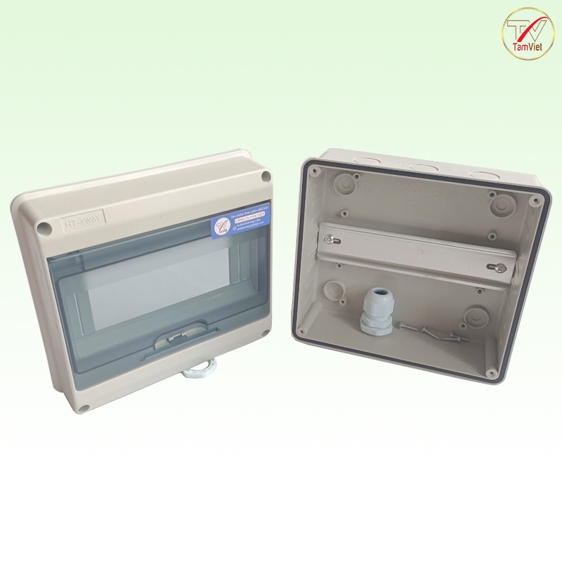 Hộp nhựa cao cấp đựng aptomat ngoài trời 8 CB có nắp che