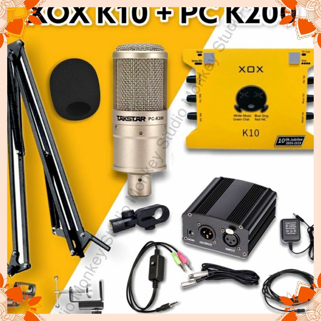 Bộ Mic Hát Livestream Soundcard XOX K10 2020 & Mic TAKSTAR PC K200⚡BH 1 NĂM⚡Chất Lượng Cao, Âm Thanh Cực Kỳ Sống Động