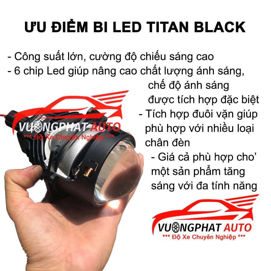 Bi Led Titan Black GTR Chính Hãng Miễn Phí Lắp Đặt, Bi Cầu Led Tăng Sáng Ô Tô Xe Máy Nhiệt Màu 6000k Công Suất 50W