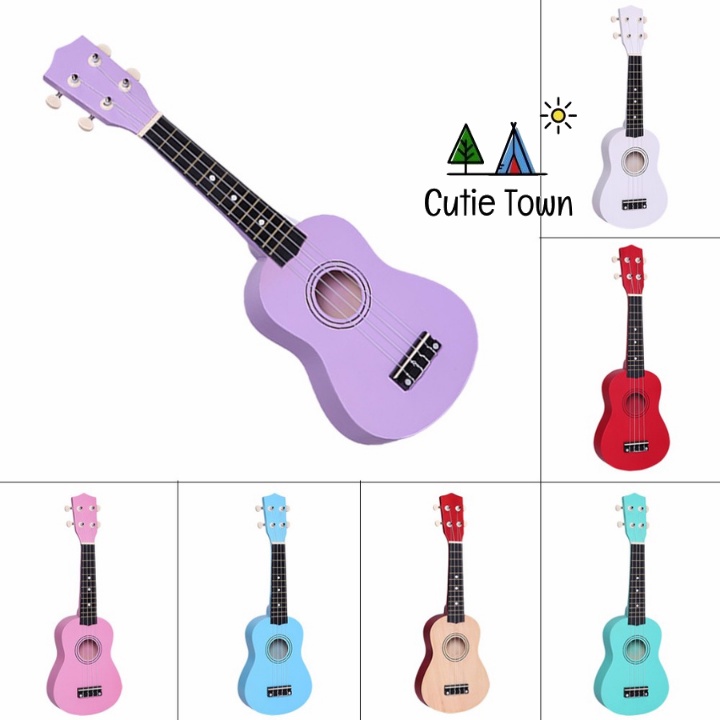 Đàn Ukulele Soprano Gỗ Tốt Cho Người Mới Tập - Cutie Town - Màu Hồng