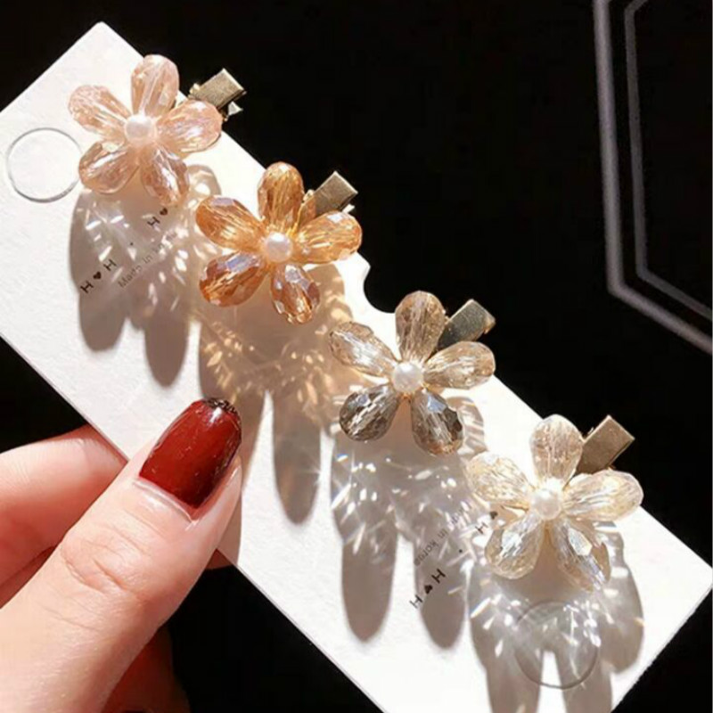 Kẹp tóc hình hoa nhỏ đính pha lê phong cách Hàn Quốc cho nữ