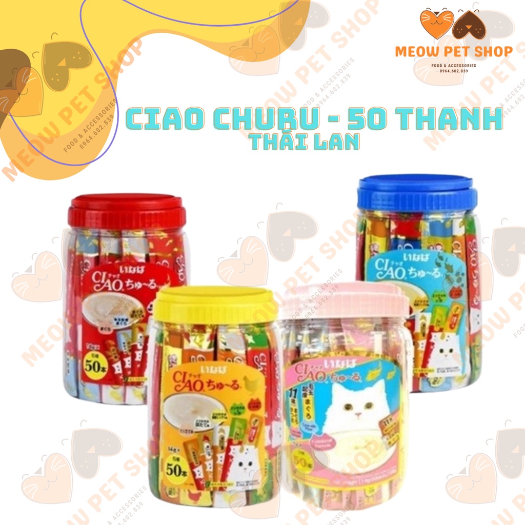 Súp thưởng CIAO CHURU Thái Lan hộp 50 thanh (mix vị) - Thức ăn cho mèo giá sỉ