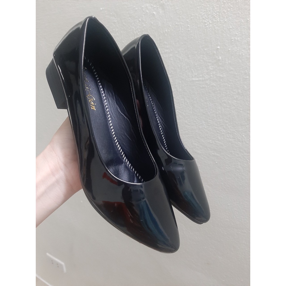 Giày búp bê gót 2cm - da đen si mờ -nhiều mẫu- phom nhỏ khách nên đặt tăng 1 size