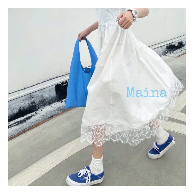 Váy hai dây babydoll viền ren - Đầm xòe 2 dây trắng Maina