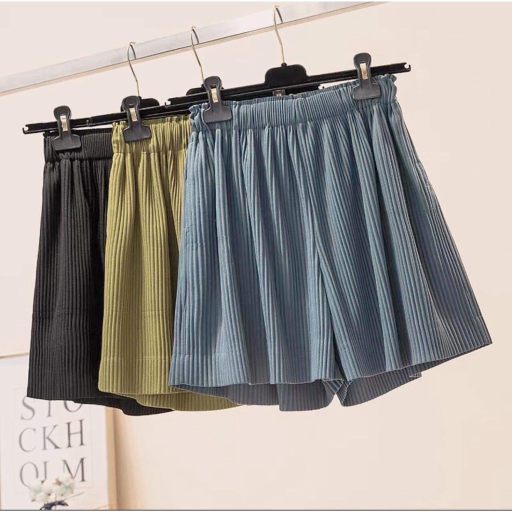 Quần đùi nữ suông tăm quần sooc ống rộng short thun tăm nhiều màu chất mát-Minxy shop