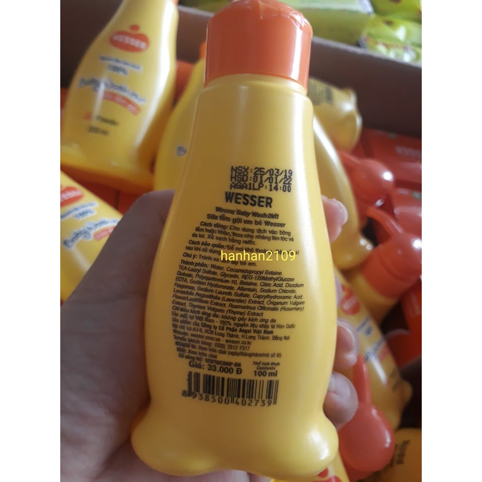 Sữa tắm gội Wesser 2in1- Powder 100ml (màu cam)