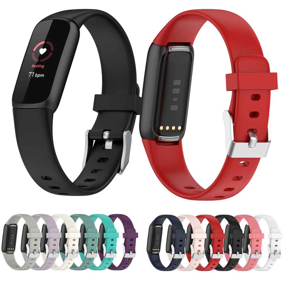 Silicone Dây Đeo Thay Thế Chất Liệu Silicon Màu Trơn Thời Trang Cho Fitbit Luxe