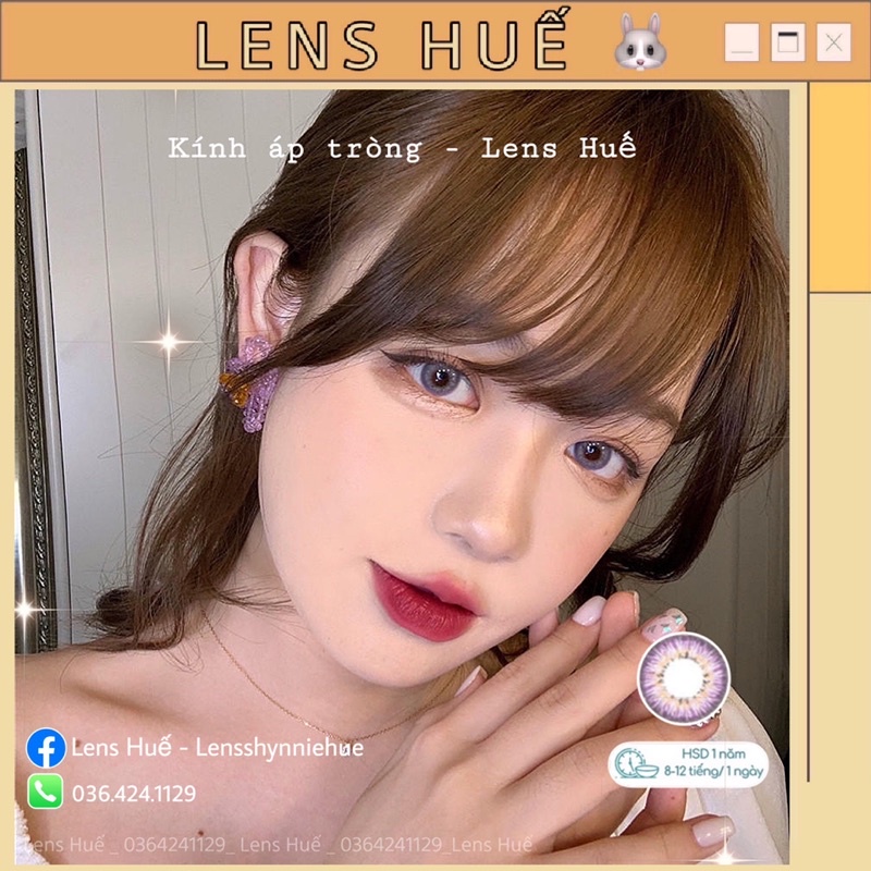 ☂️Lens TÍM VIOLET - giãn nhỏ tây nhẹ dễ mang makeup tỉ tỉ Trung Quốc 🇨🇳 - Lens Huế